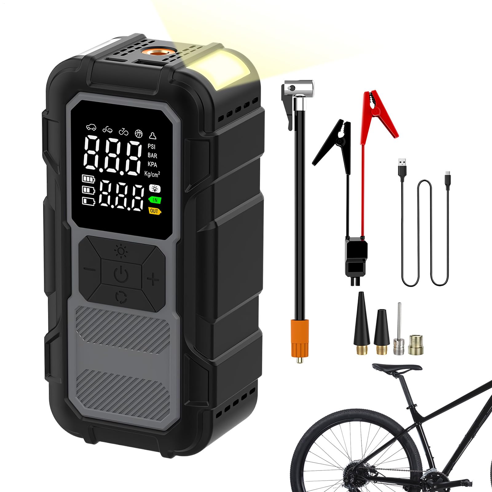 Generico Avviatore di Emergenza per Auto Banco di 12V 4000A | Batteria di Avviamento Veicoli con Compressore d'Aria Per Professionisti, Autisti, Guida Quotidiana, Viaggi Lunghi, Strada