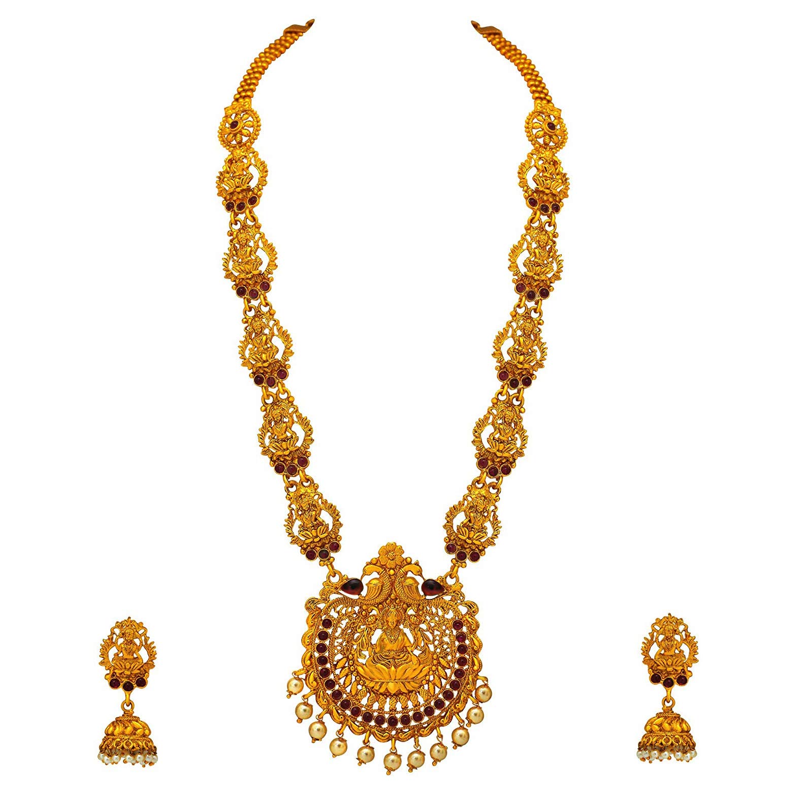 Look Ethnic Gold Plated kempu Necklace Set For Women (LEMZL00050) (B07GYZD6YG) Amazon Price History, Amazon Price Tracker