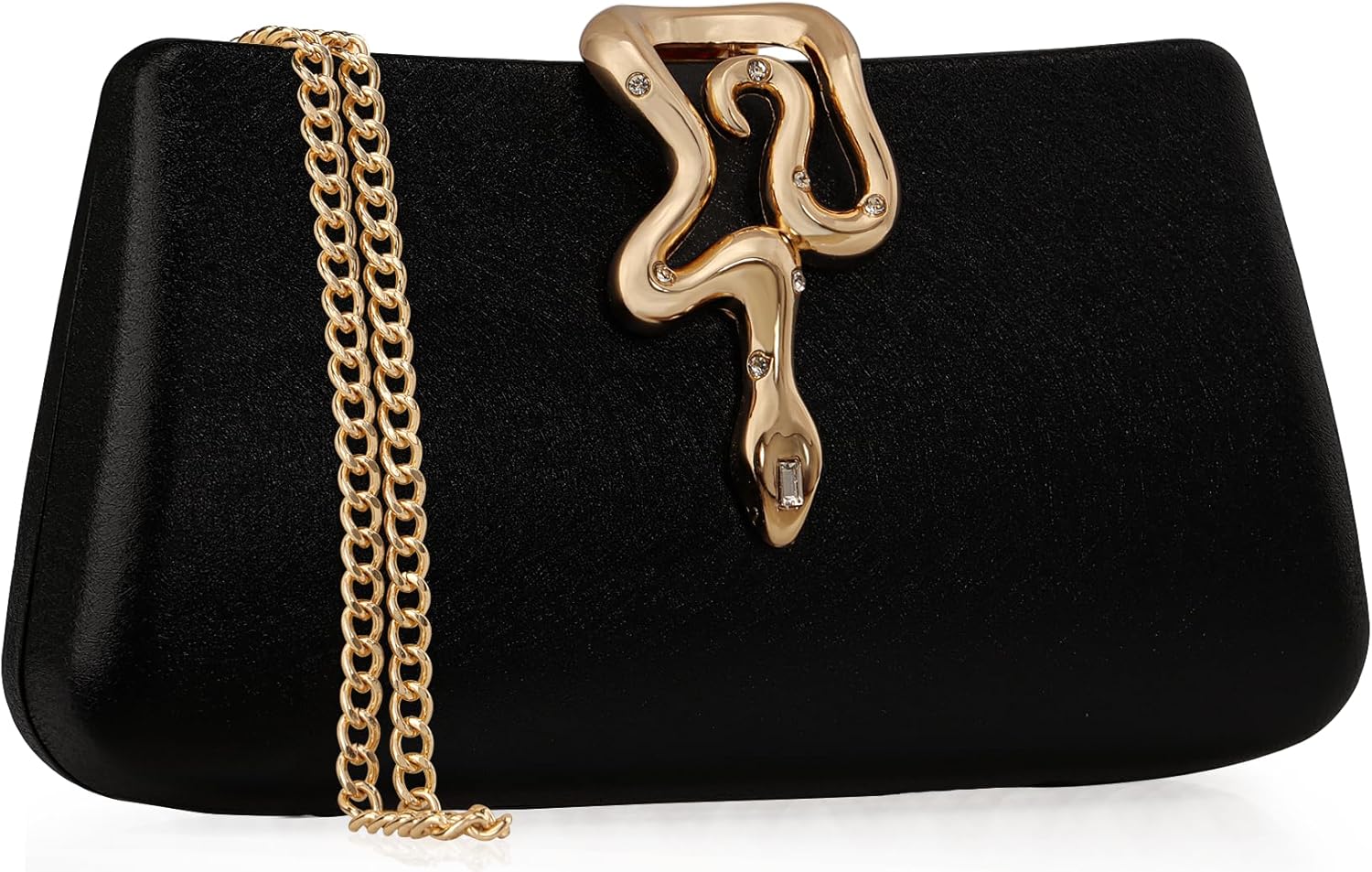 Women's Formal Evening Clutch Purse Synthetic Leather with Snake Clasp, Detachable Strap for Wedding, Prom, Party - Image 3