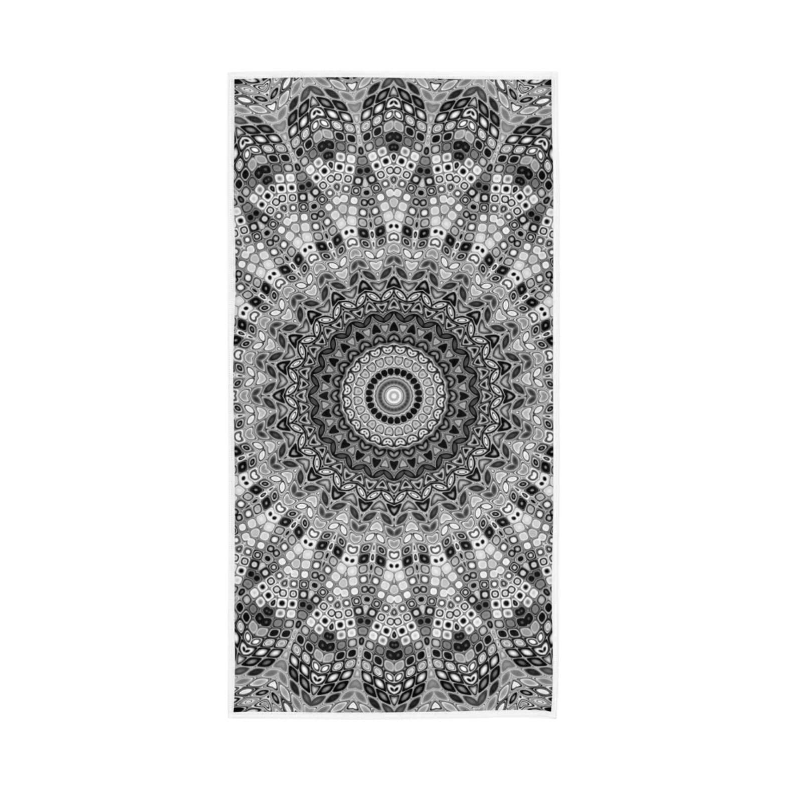 LSRCPD Ethnic Tribal Mandala Ornament Mosaic Vintage Digital Fractal Soft Hand Bath Towel 30" x 15" Thin Fast Drying Absorbent Soft Towels for Kitchen Gym Spa Hotel Beach