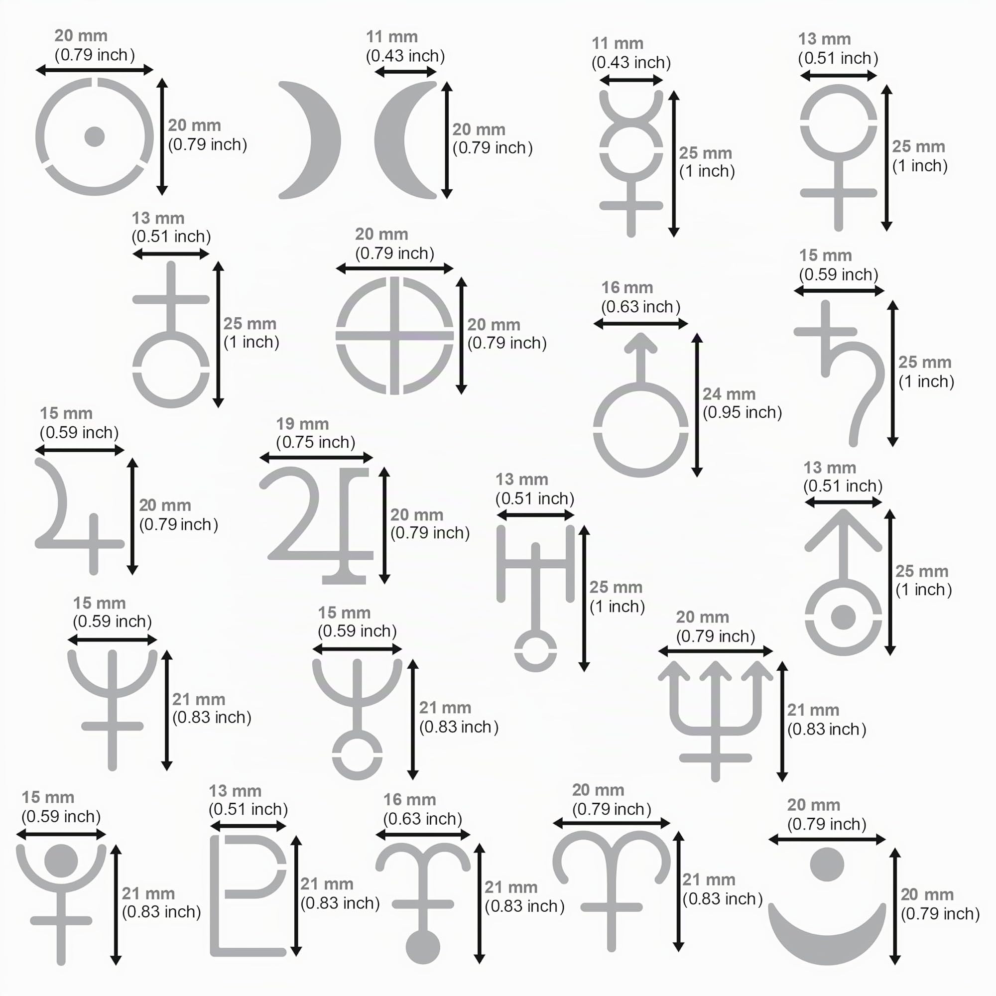 Aleks Melnyk No.413 Plantilla de metal, símbolos del sistema solar, sol, luna, planetas, plantilla pequeña, 1 pieza, plantilla para quemar leña, grabar, manualidades, álbum de recortes