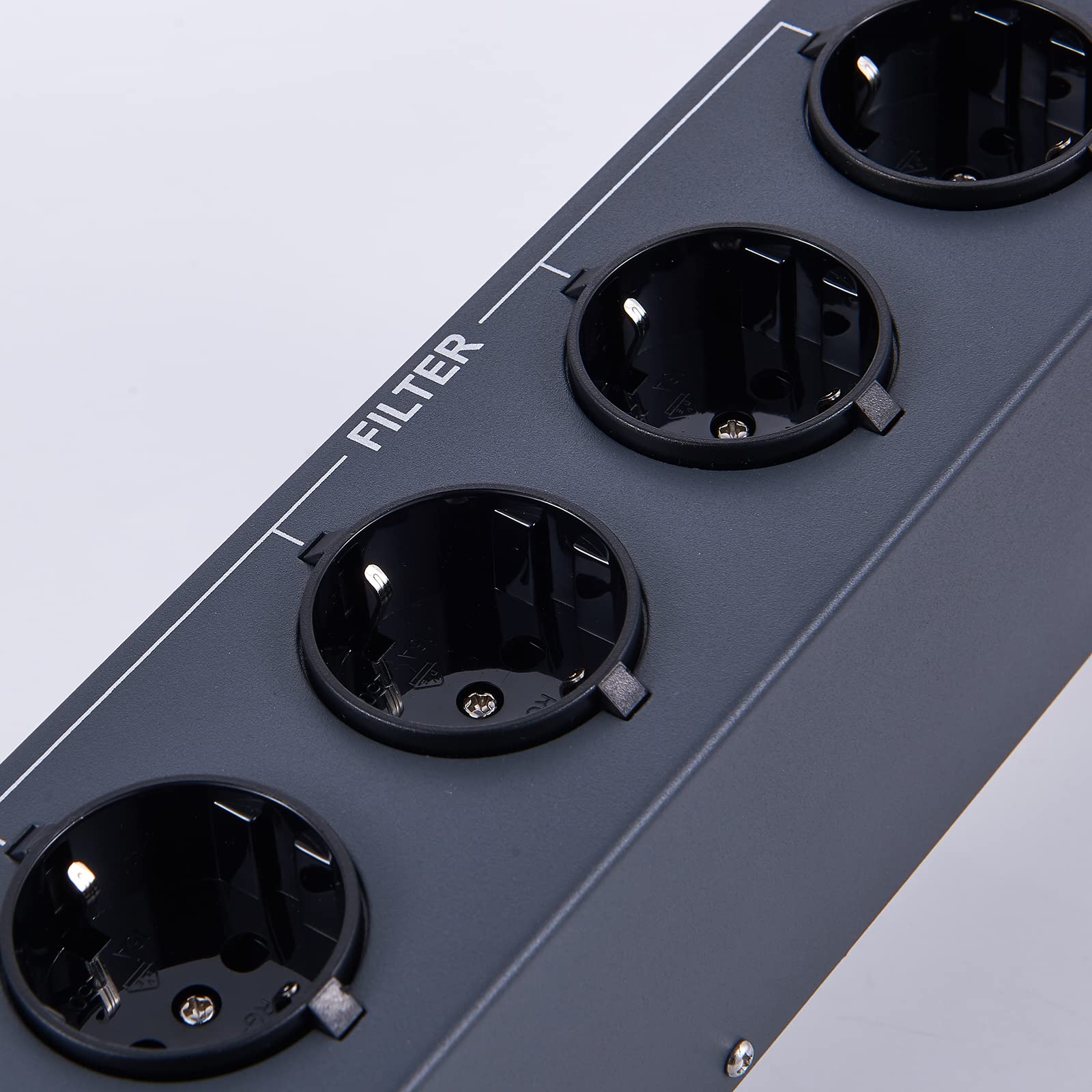 Barrette de Prises de Filtre Secteur HiFi, 4X avec écran LCD, Gris