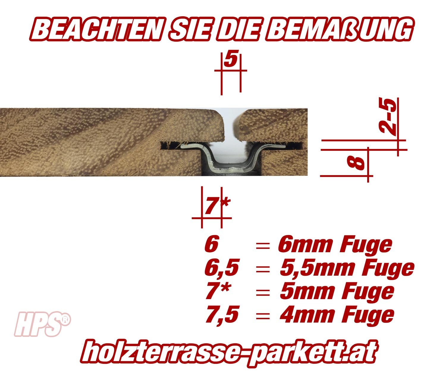 HPS® Lot de 100 clips de terrasse en acier inoxydable HPS Clip pour la fixation de terrasses en bois (sans vis)