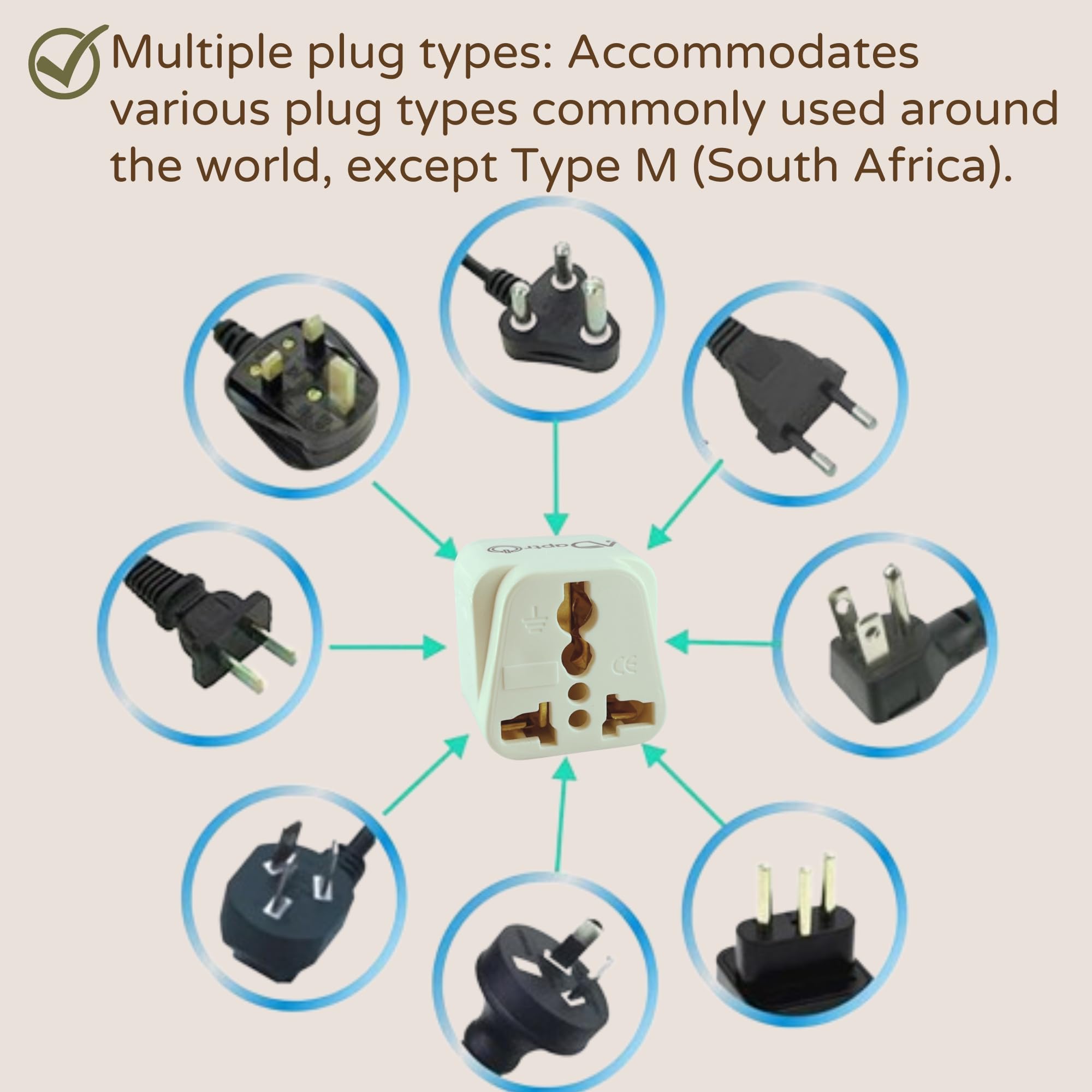 USA, UK, Australia to India Plug Converter for Convert World-Wide Plug to Type D Indian Power Sockets (Pack of 1) White — Amazon image 5