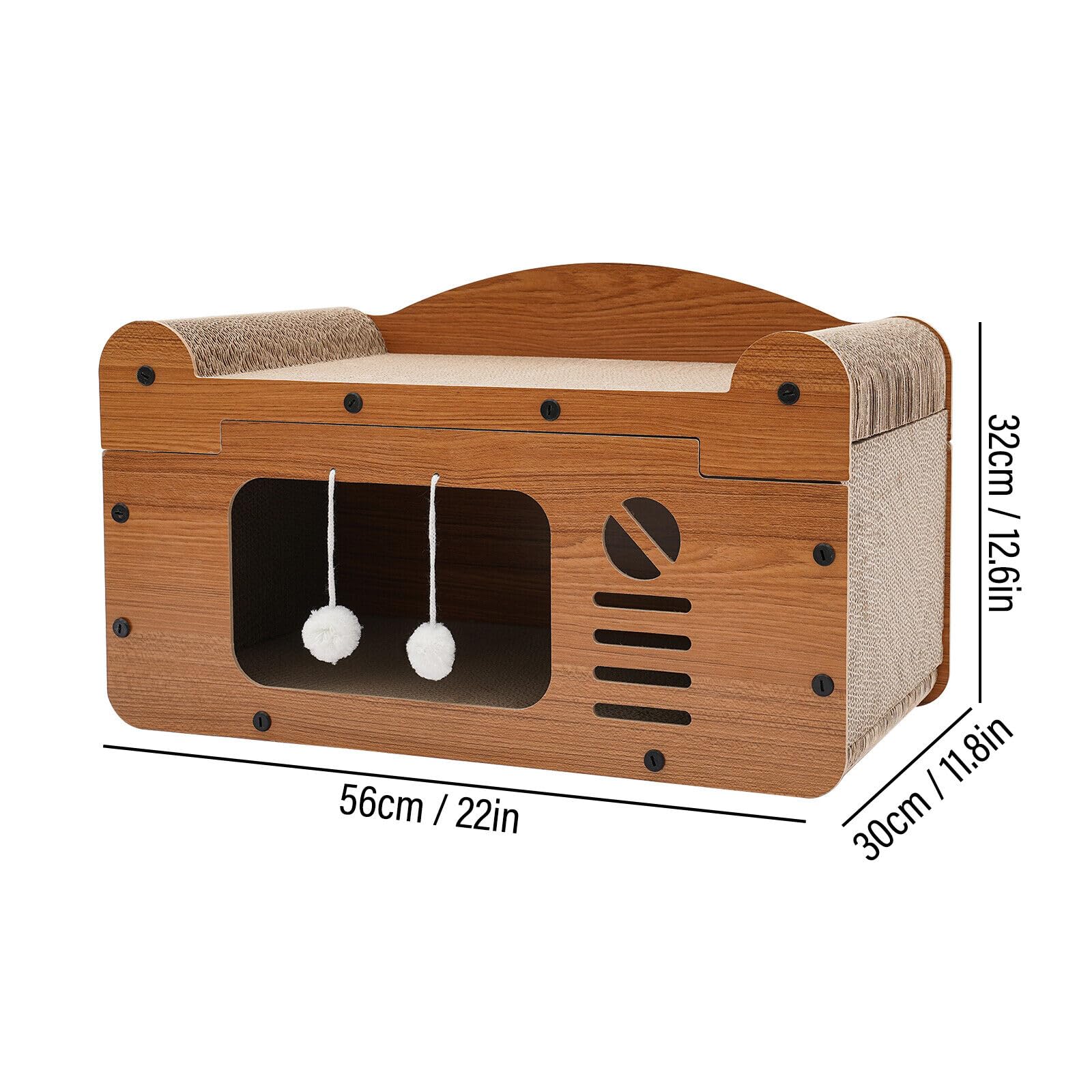 Niche pour chat - Pour l'extérieur - Résistante à l'hiver - Avec balles en peluche, portes, trous d'aération - Pour chats, chiens, lapins - 56 x 30 x 32 cm