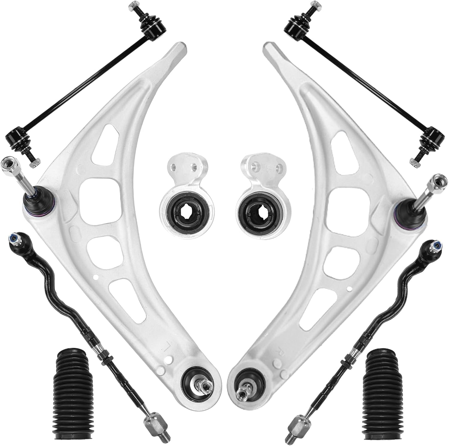 10 Pcs Suspension Kit Control Arms Tie Rod Sway Bar Link Ball Joint Boots Replacement For BMW E46 3 Series 320i 323Ci 323i 323iC 323iS 325Ci 325i 325iS 328Ci 328i 328iC 330Ci 330i Z4