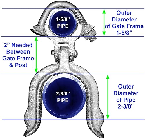 Miniatura 8 de Jake Sales Pestillo de horquilla para valla de cadena resistente de 1-78 pulgadas x 4 pulgadas, pestillo de puerta comercial maleable - Pestillo de