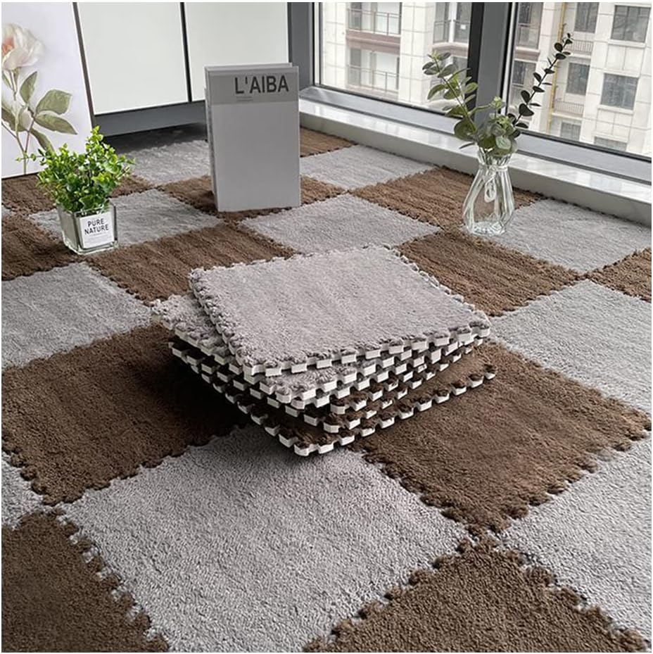 11.8In Interlocking Foam Floor Mats Soft and Fluffy Square Tiles with Border for Kids 10/20/30Pcs 20Pcs F