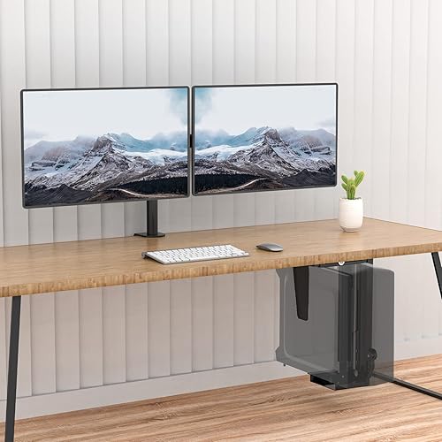 Miniatura 3 de WALI Soporte para computadora debajo del escritorio, soporte de pared ajustable para computadora con giro de 360 grados y sistema de bloqueo seguro