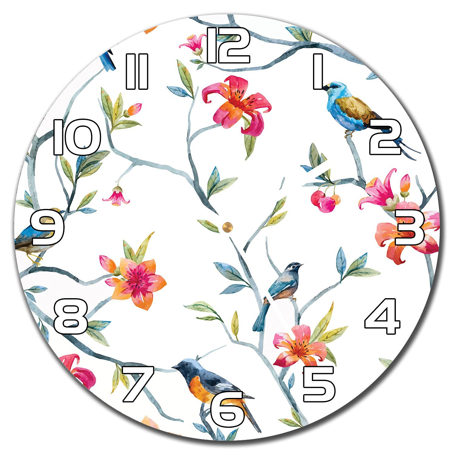 Horloge en Verre 30 cm Salon Moderne Murale Impression Cuisine Fleurs