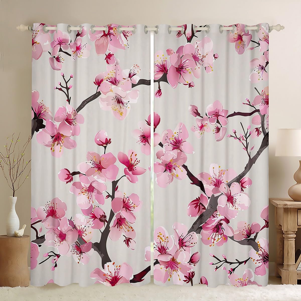Amazon.com: Feelyou Cherry Blossoms Darkening Dreapes Japanese