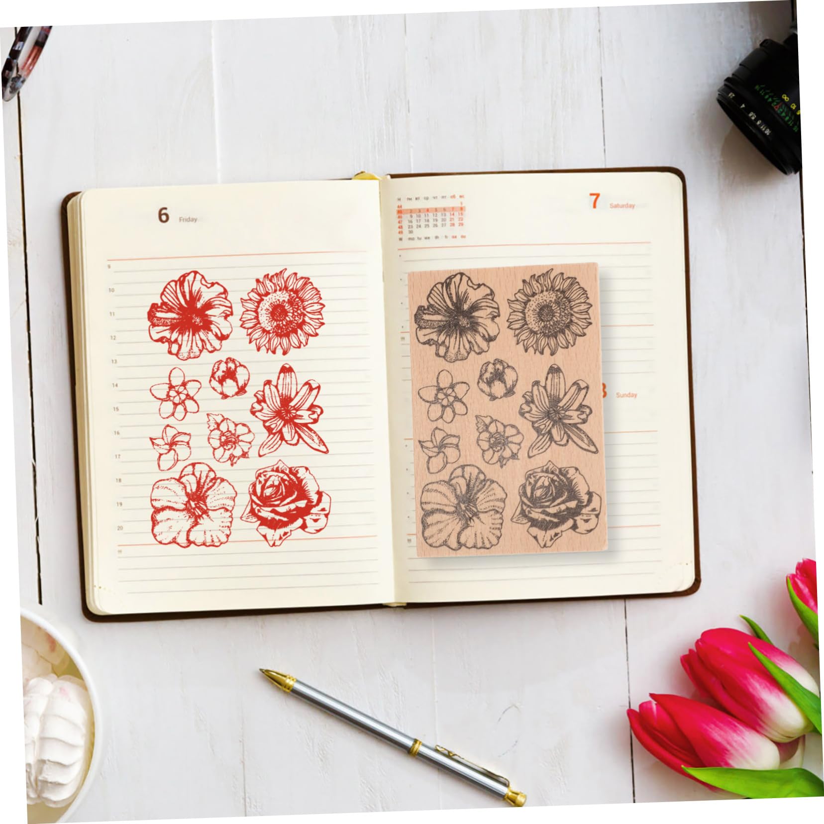 4pezzi Timbrini Decorativi per Scrapbooking e Timbri Floreali per e Te Design e Adulti