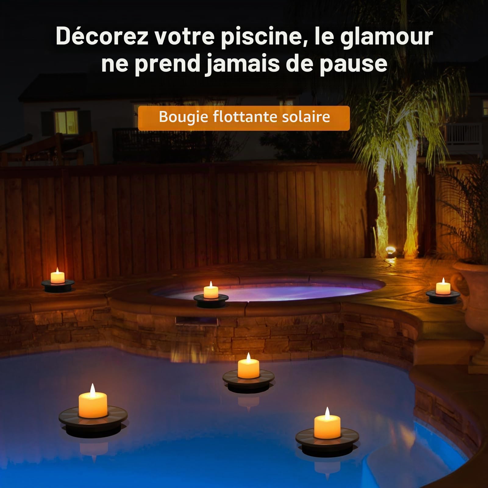 MALUX Lot de 5 bougies solaires flottantes pour piscine - Étanche IP66 - Pour piscine, étang, événement, fête