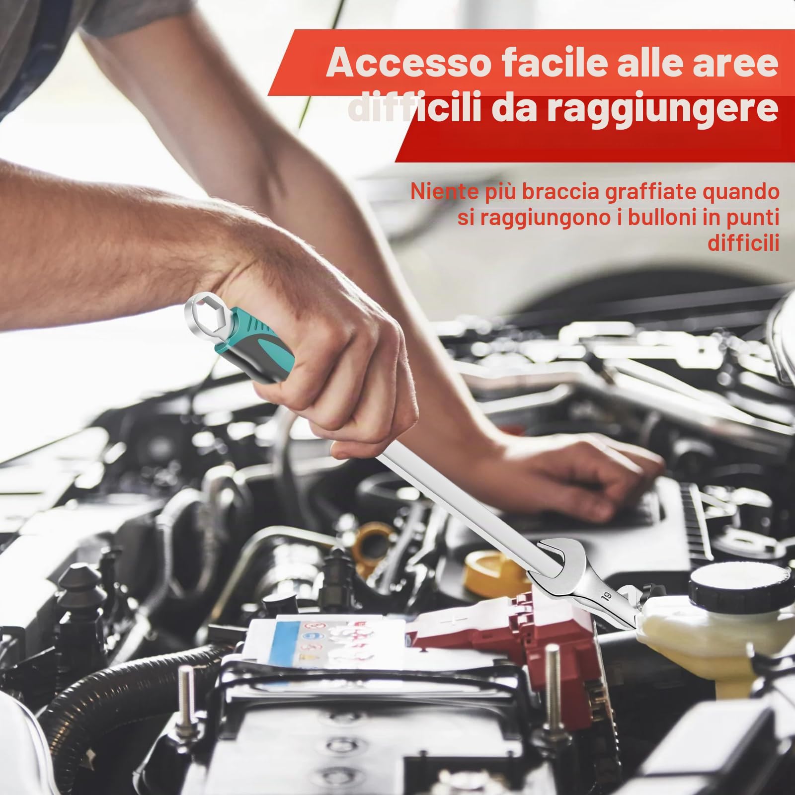 Strumento di prolunga per chiavi inglesi, 40/50 cm, forgiatura CrV, 24 mm, attacco esagonale da 15", extra leva, con manico antiscivolo, chiave di estensione per riparazione auto (50 cm)