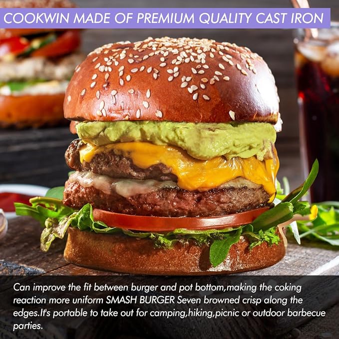 Prensa para hamburguesas de hierro fundido de 7 pulgadas miniatura 8