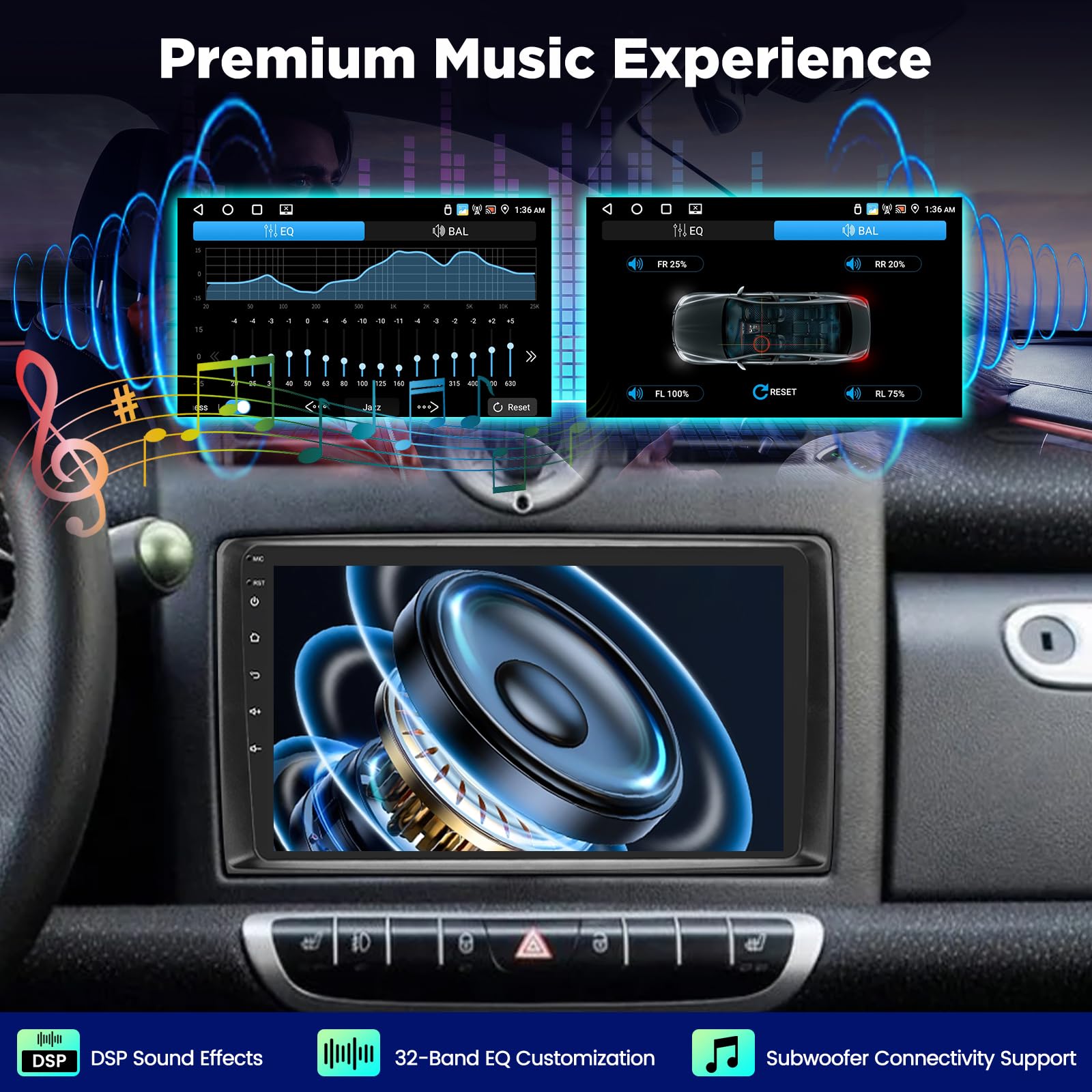 4+64G Android Autoradio für Mercedes Benz Smart Fortwo 2005-2010, 9 Zoll 2.5D IPS Touchscreen Stereo mit Wireless CarPlay & Android Auto, GPS WiFi Bluetooth 5.0 FM RDS, DSP Sound + AHD Rückfahrkamera