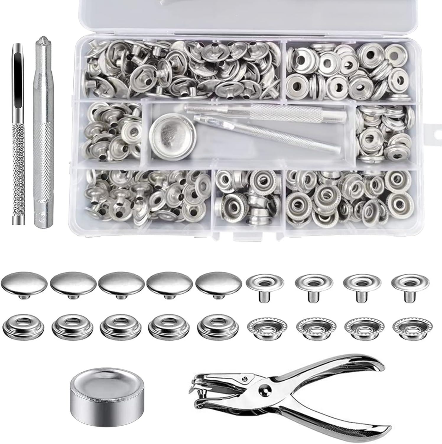RICEEL Snap Fastener Kit, 200 Sets 15mm Metal Sewon Snap Fasteners