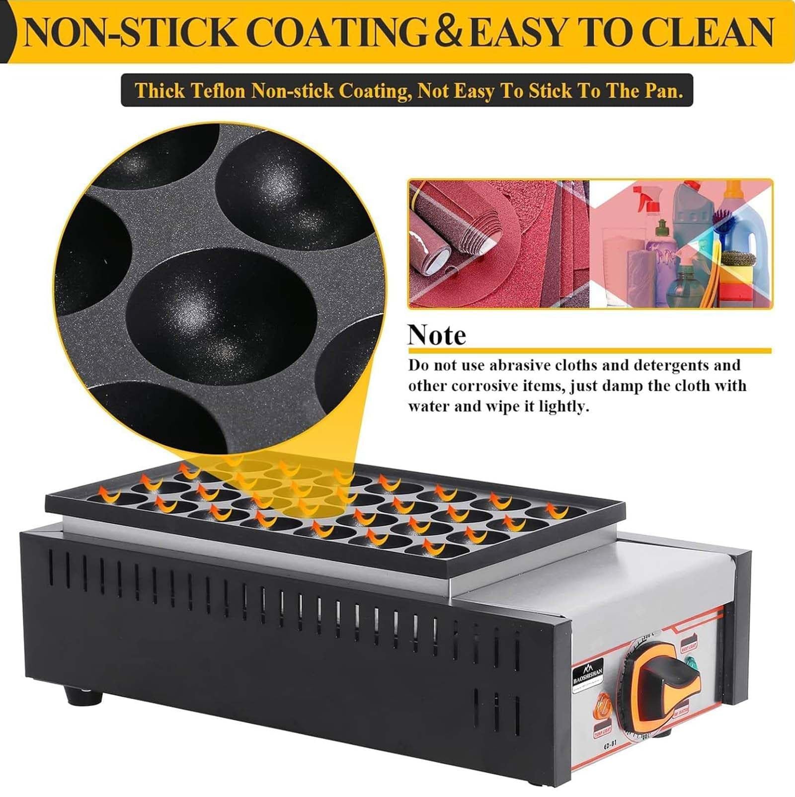 Takoyaki Maker 28 Holes Commercial Octopus Ball Maker with Non Stick Pan Japanese Takoyaki Machine
