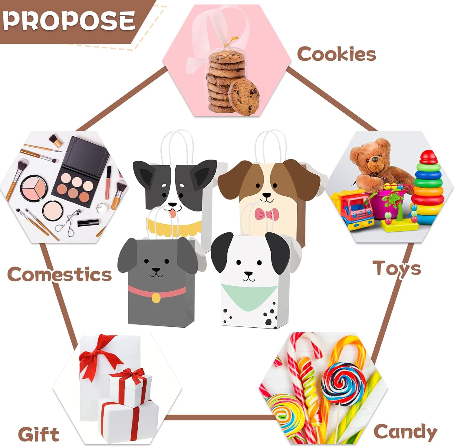 12 PCS Pet Dog Birthday Party Favor Bags Puppy Themed Party Gift Bags Colorful Dog Goodie Paper Bag with Handles Dogs Parties Supplies for Kids Dogs Lovers Puppy Adoption Decorations Supplies image 3