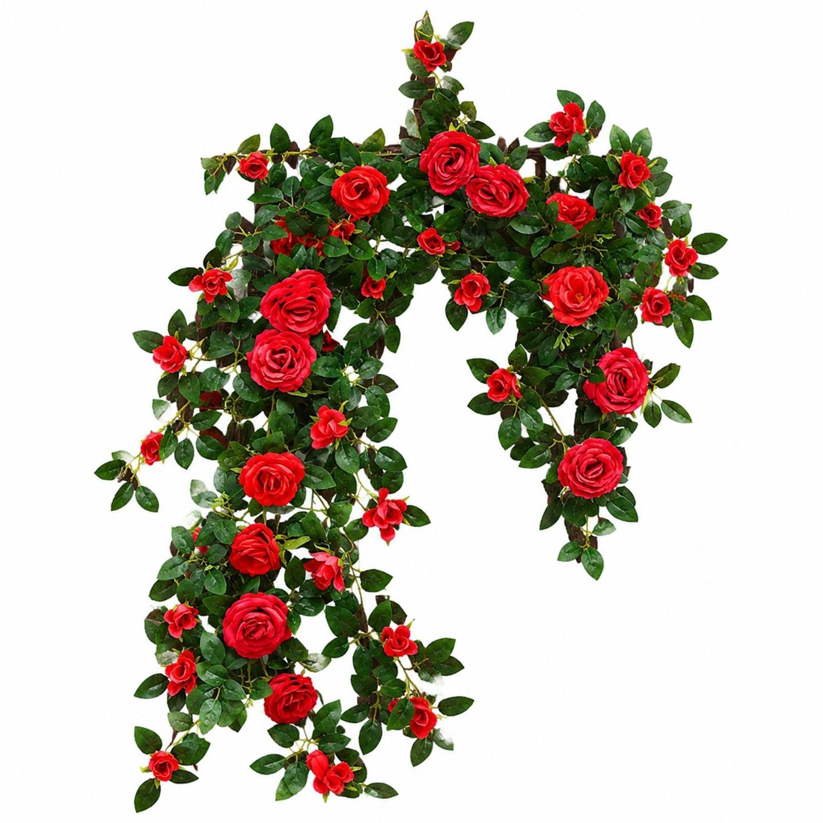 71in Artificial Rose Vine Silk Flower Garland Wedding Garden Decor(Red)