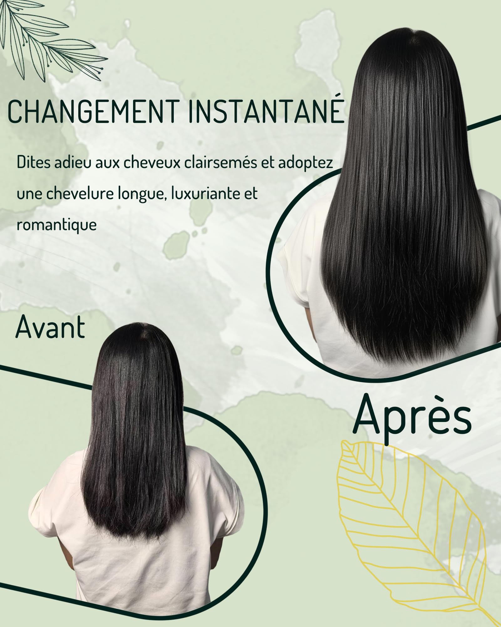 RUNATURE Extension à Clip Cheveux Naturel Marron Foncé 7pcs 120g 40cm Lisse