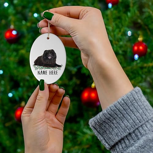 Miniatura 4 de Funny Chow Chow - Adornos para árbol de Navidad, diseño ovalado, color negro