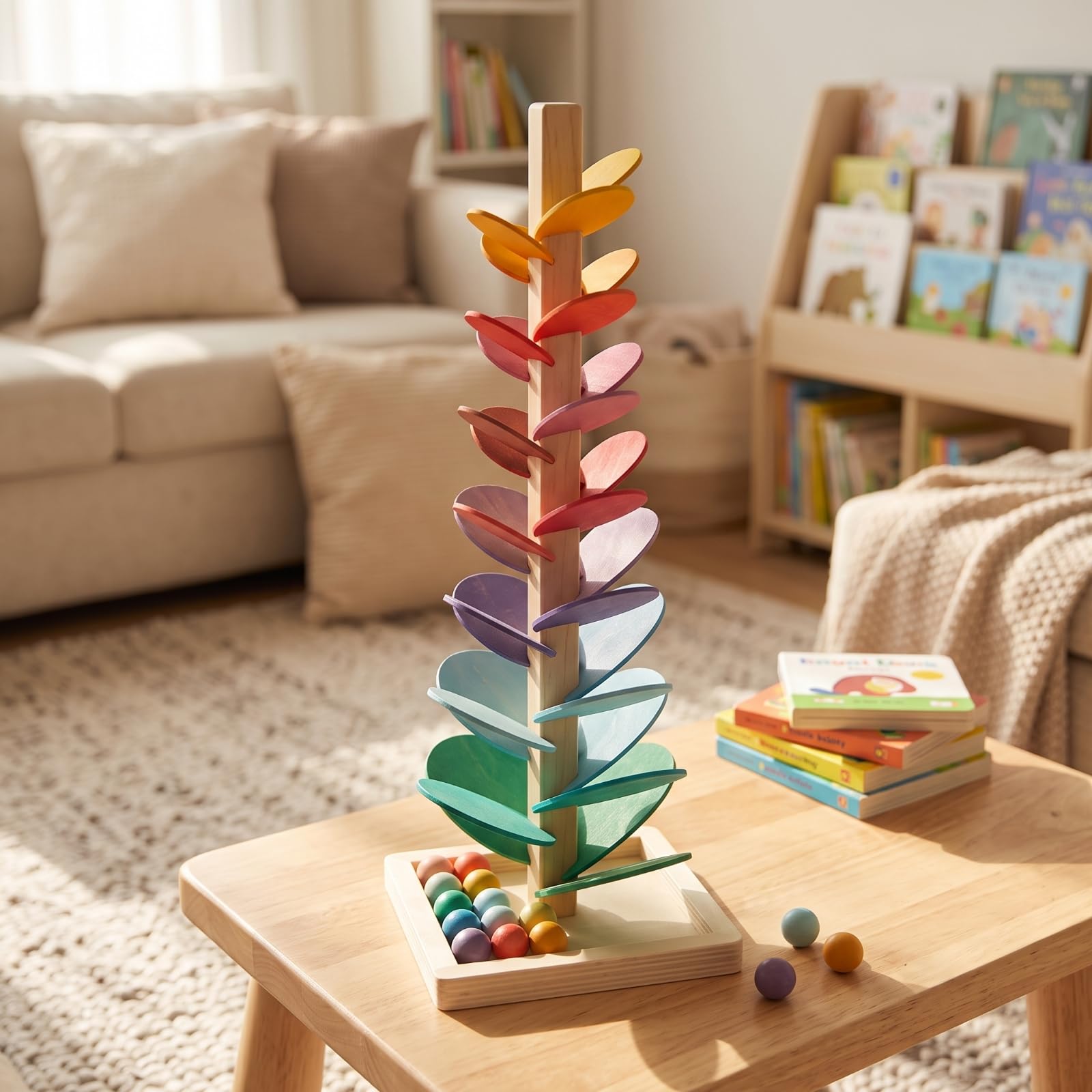 Children Murmelbahn Kugelbahn Holzspielzeug Motorikspiel Lernhilfe Visuelle Wahrnehmung Feinmotorische Übung für Kinderzimmer Spielzimmer Vorschule