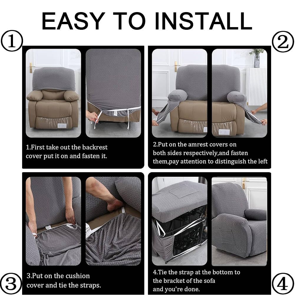 Morbuy Funda de Sillón Relax Elástica para Butaca Reclinable, 1/2 Plazas Fundas de Butacas Relax Reclinable Ajustables Universal, Fundas de Sillón Protector (Verde Oscuro,2 plazas)