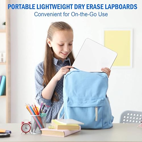 Miniatura 14 de Paquete de 6 pizarras pequeñas de borrado en seco, paquete de 12 x 9 pulgadas, mini pizarras blancas de doble cara, portátiles de borrado en seco