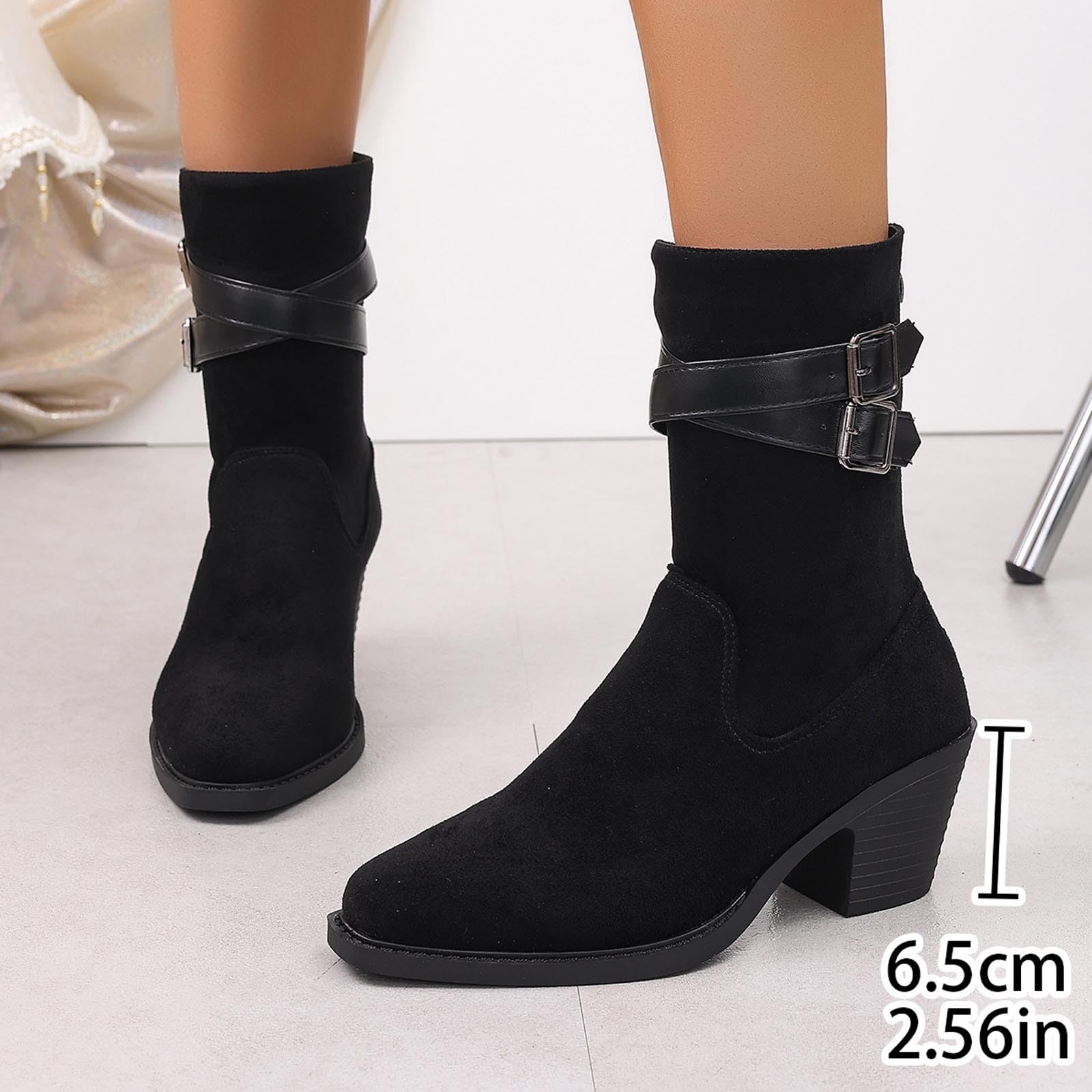 Botas por Encima de la Rodilla Elegantes Botines de Media caña con Detalle Hebilla y Cremallera Trasera para facilitar su colocación/Botines otoño