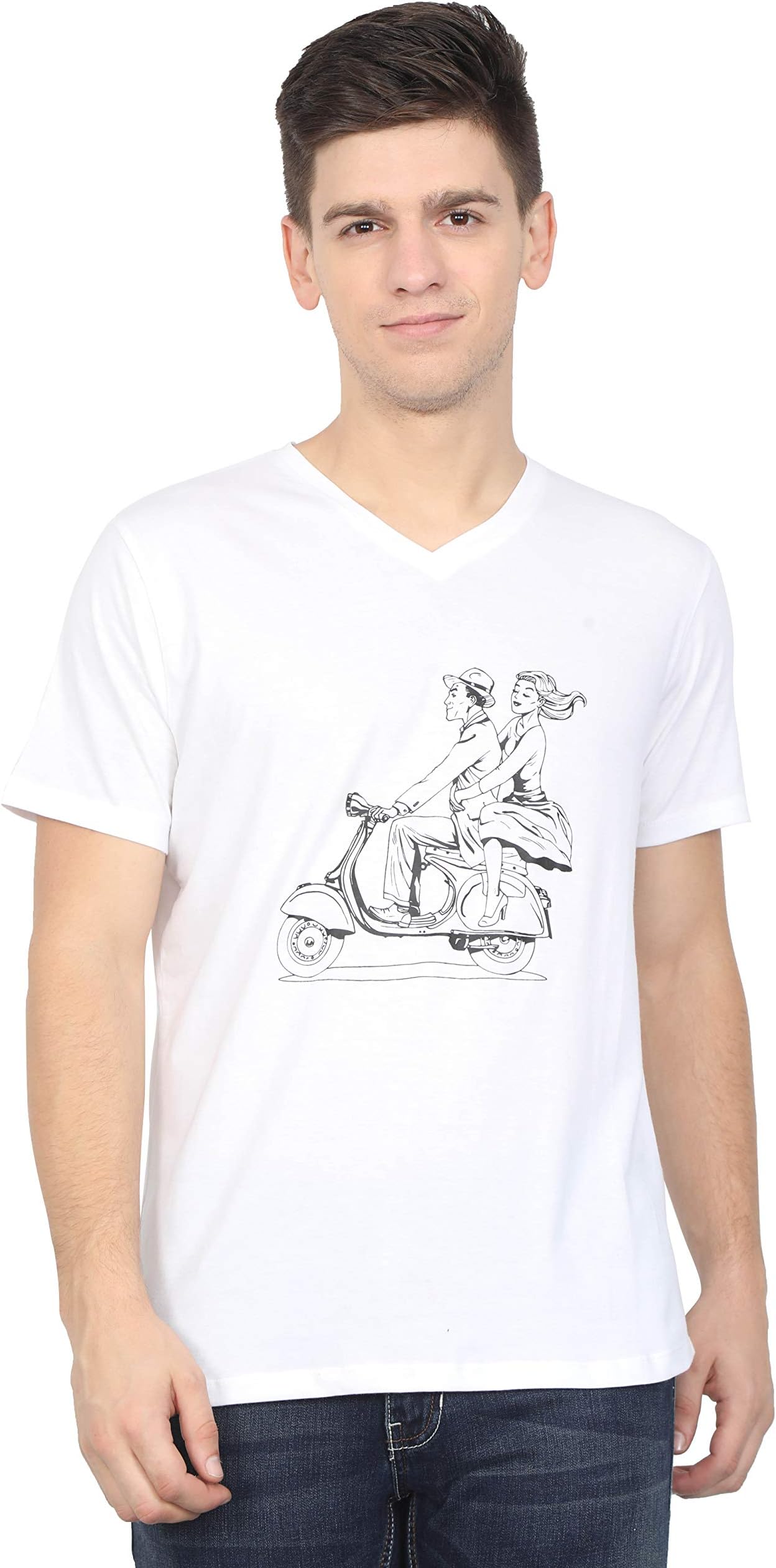 LURA Men's Cotton V Neck T-Shirt /Casual Wear Half Sleeves T-Shirts for Men/Latest Printed T-Shirts for Men
