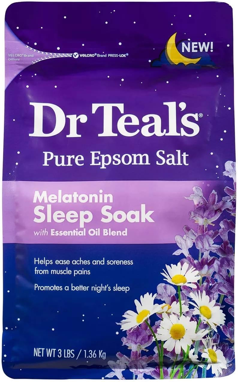 Dr. Teal's Melatonin Sleep Soak with Essential Oil Blend Pure Epsom Salt Soaking Solution 3lbs Pack of 2