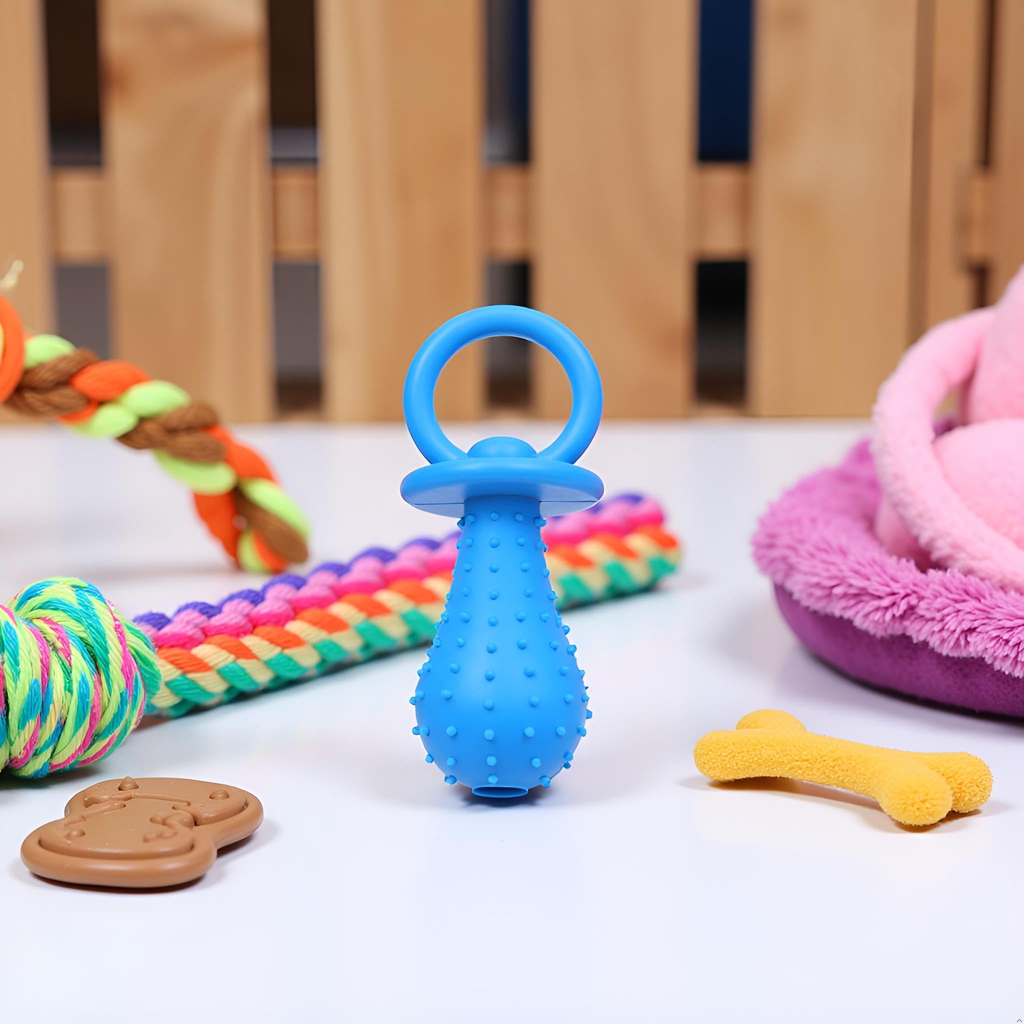Chupete azul para perro, juguetes para masticar, mini chupete de goma resistente a las mordeduras, juguete de entrenamiento para masticar molar, juguetes de entrenamiento para mascotas, cachorros,