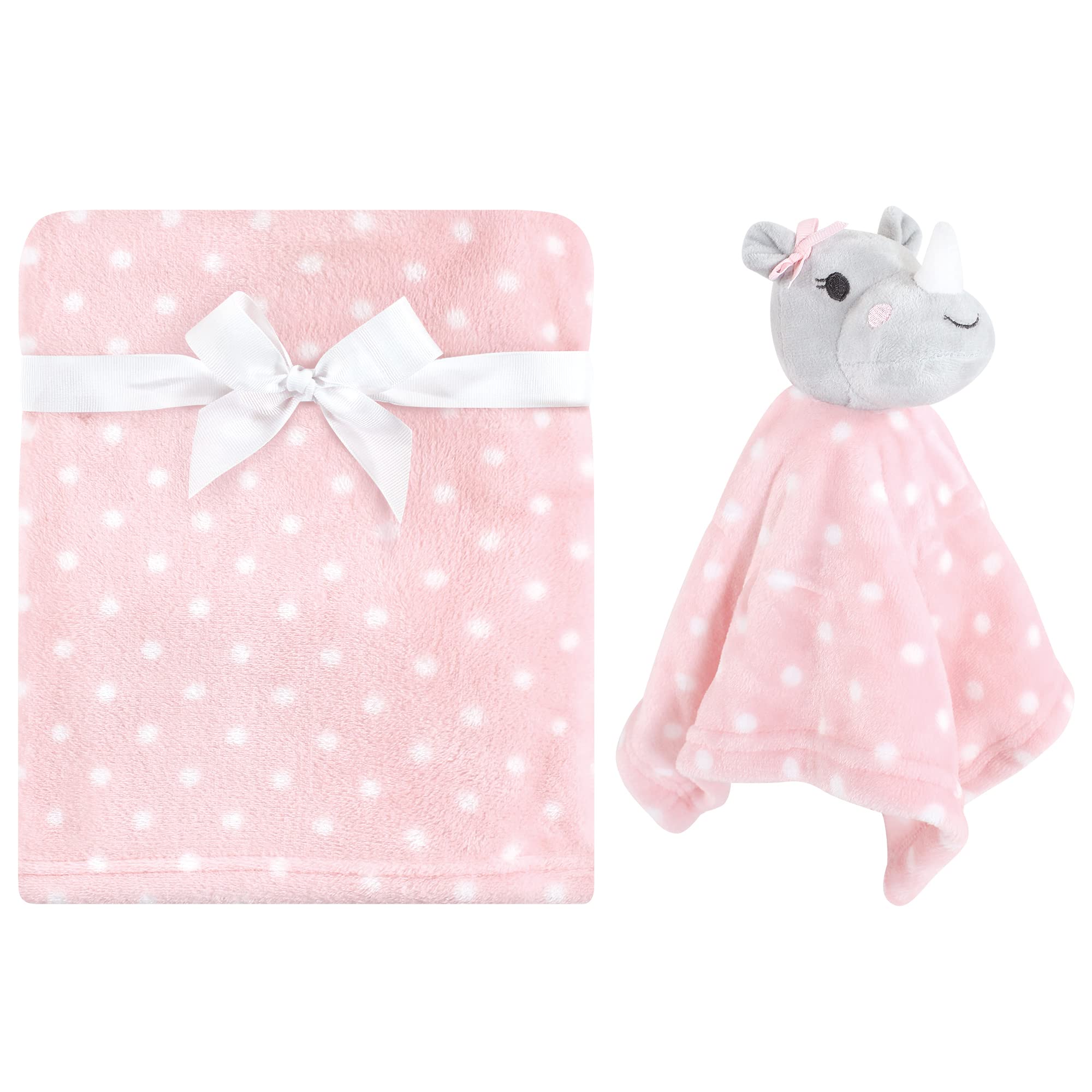 Hudson Baby Unisex Baby Plush Blanket with Security Blanket, Rhino, One Size