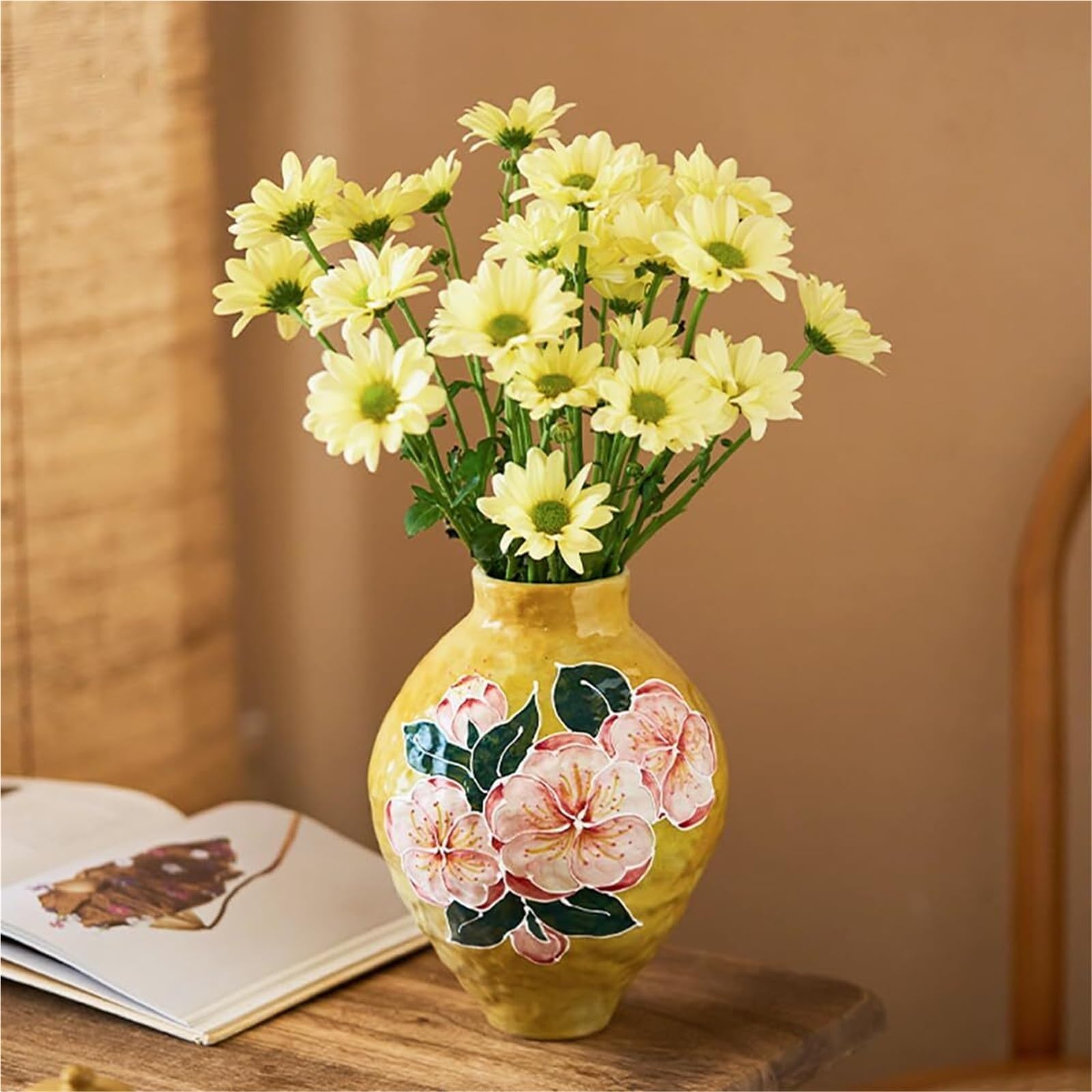 Unikalny wazon na kwiaty ręcznie robiony ceramiczny wazon na kwiaty w stylu vintage 8 cali do dekoracji wnętrz estetyczna dekoracja pokoju(B)