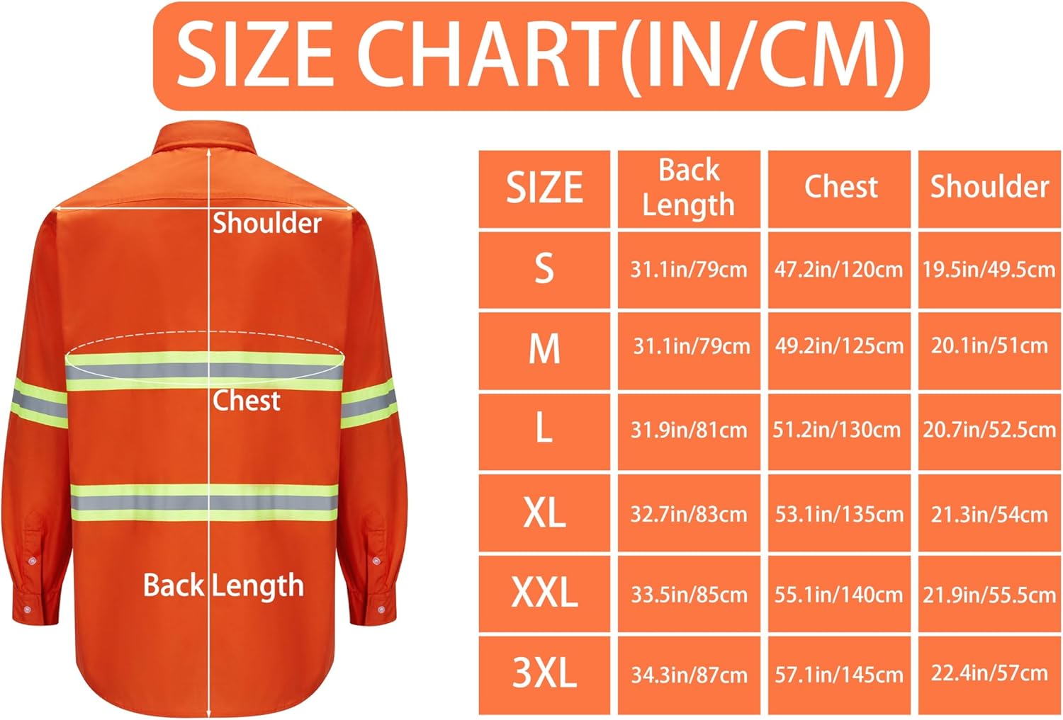 Ousafeve Class 3 Hi Vis Button Up Safety Work Shirts for Men Reflective - Image 5