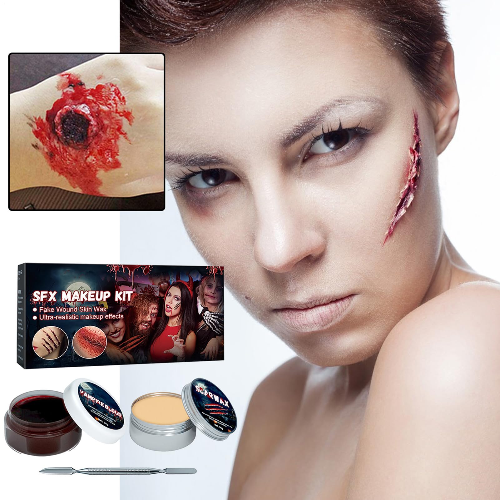 Halloween Make-up 2-in-1 Fake-Modelliermasse und Grusel-Körperbemalung
