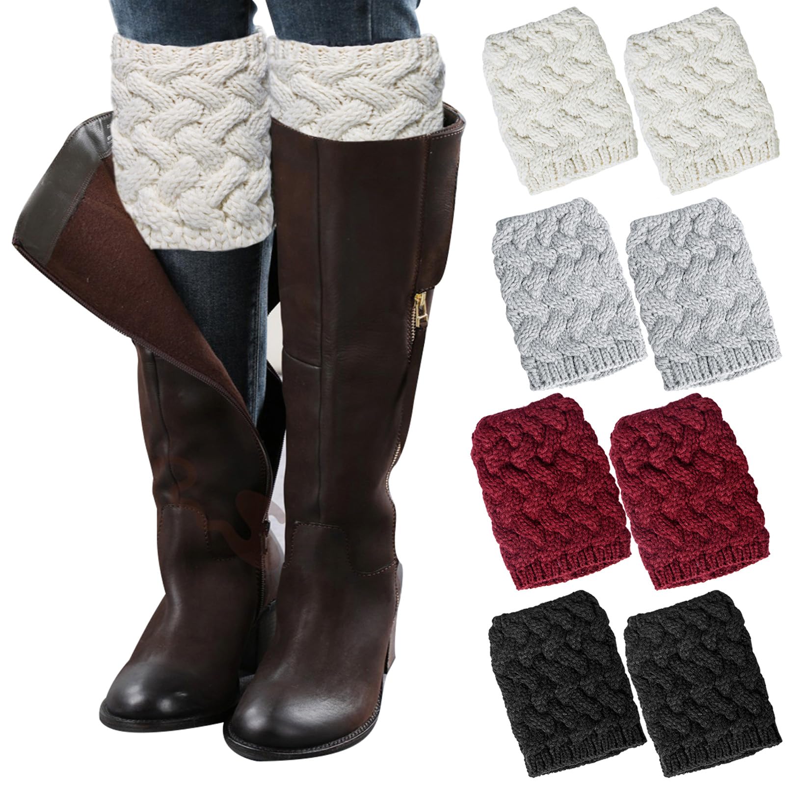 Loritta Womens Boot Socks Winter Warm Crochet Knitted Boot Cuffs Topper Socks Short Leg Warmers Gifts