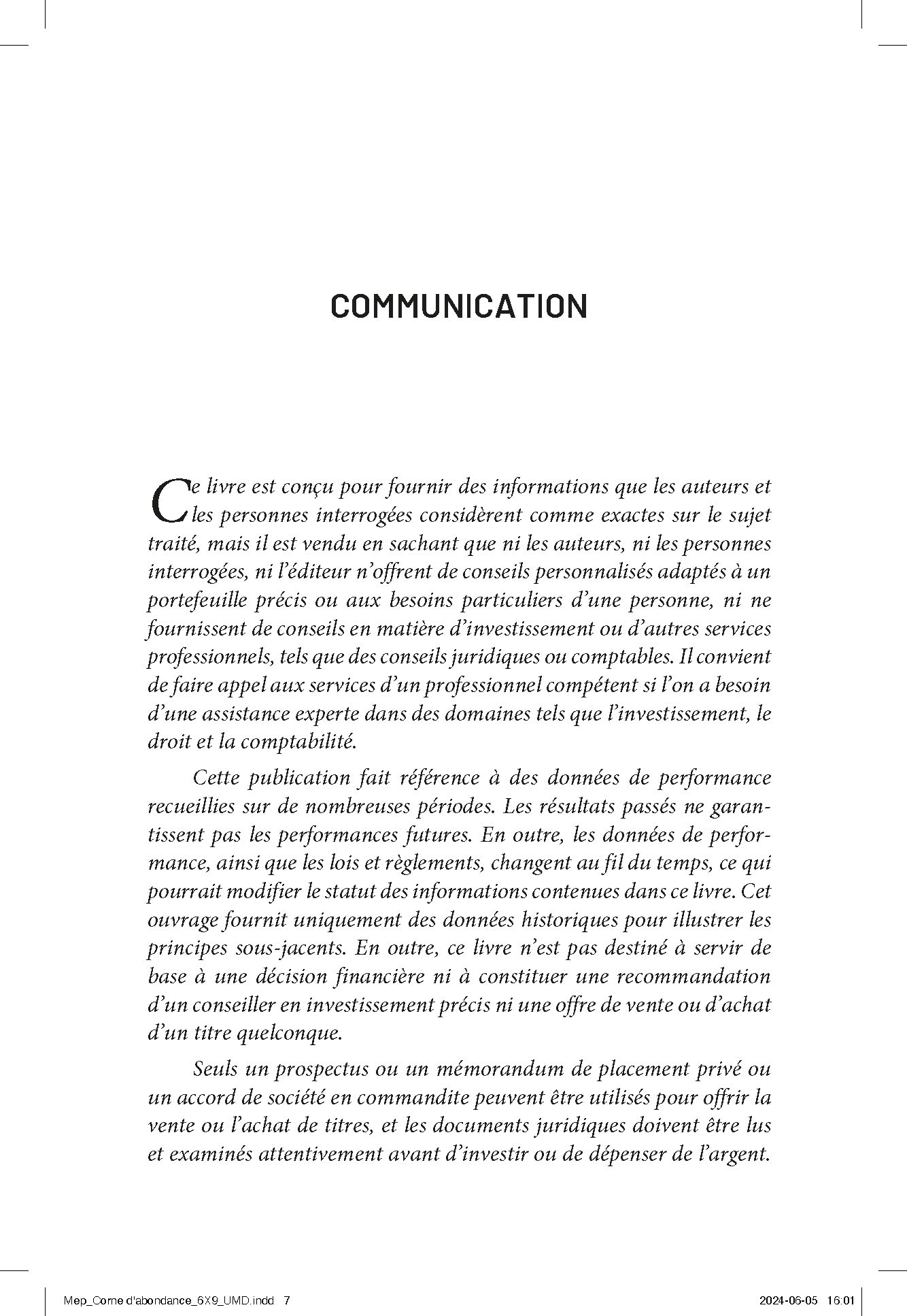 La Corne d'abondance pour investisseur