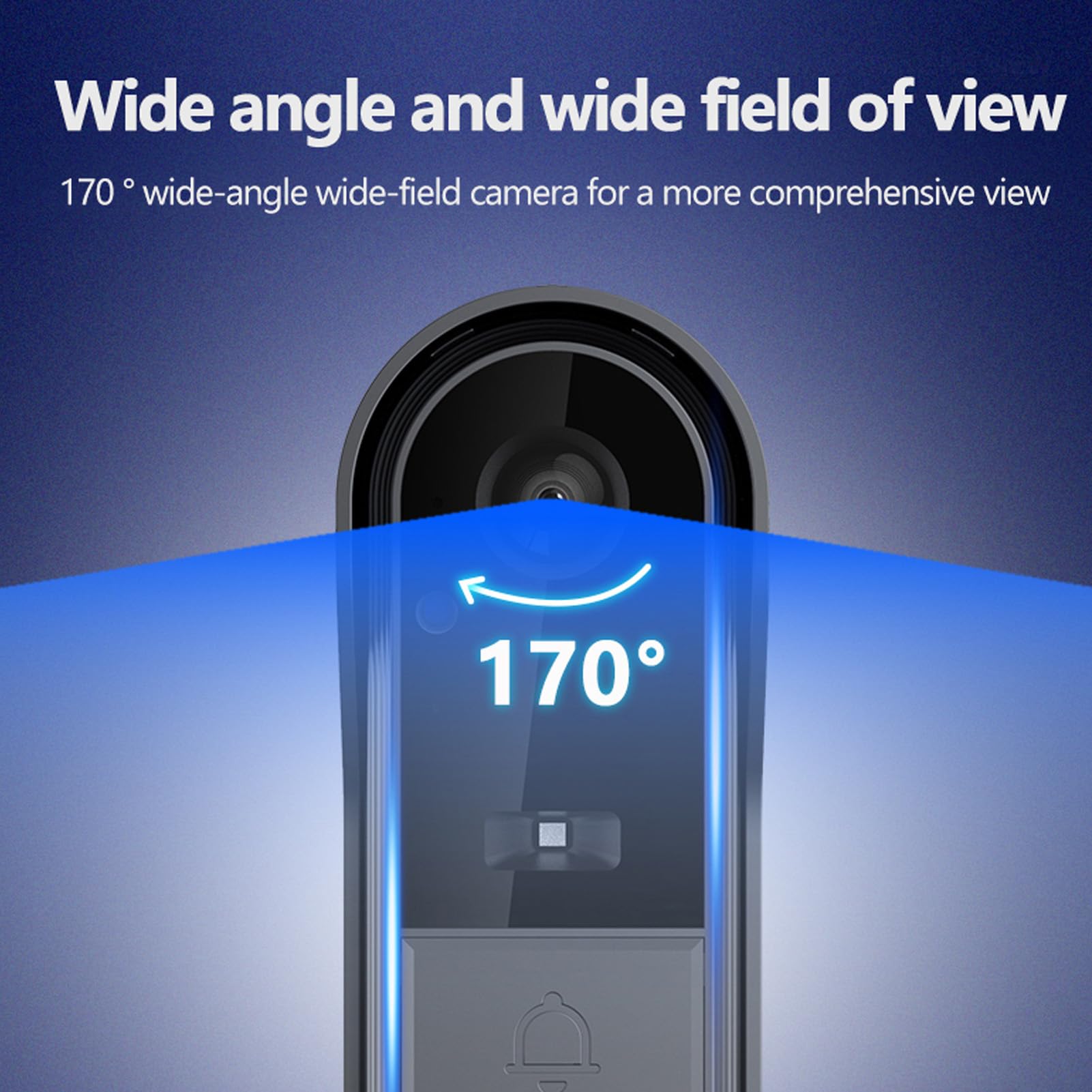 Cámara de Timbre de Visión Nocturna, Gran Angular de 170 Grados, Conversación Bidireccional, IP65 a Prueba de Agua, Timbre de Video Inalámbrico con Pantalla para Vigilancia del