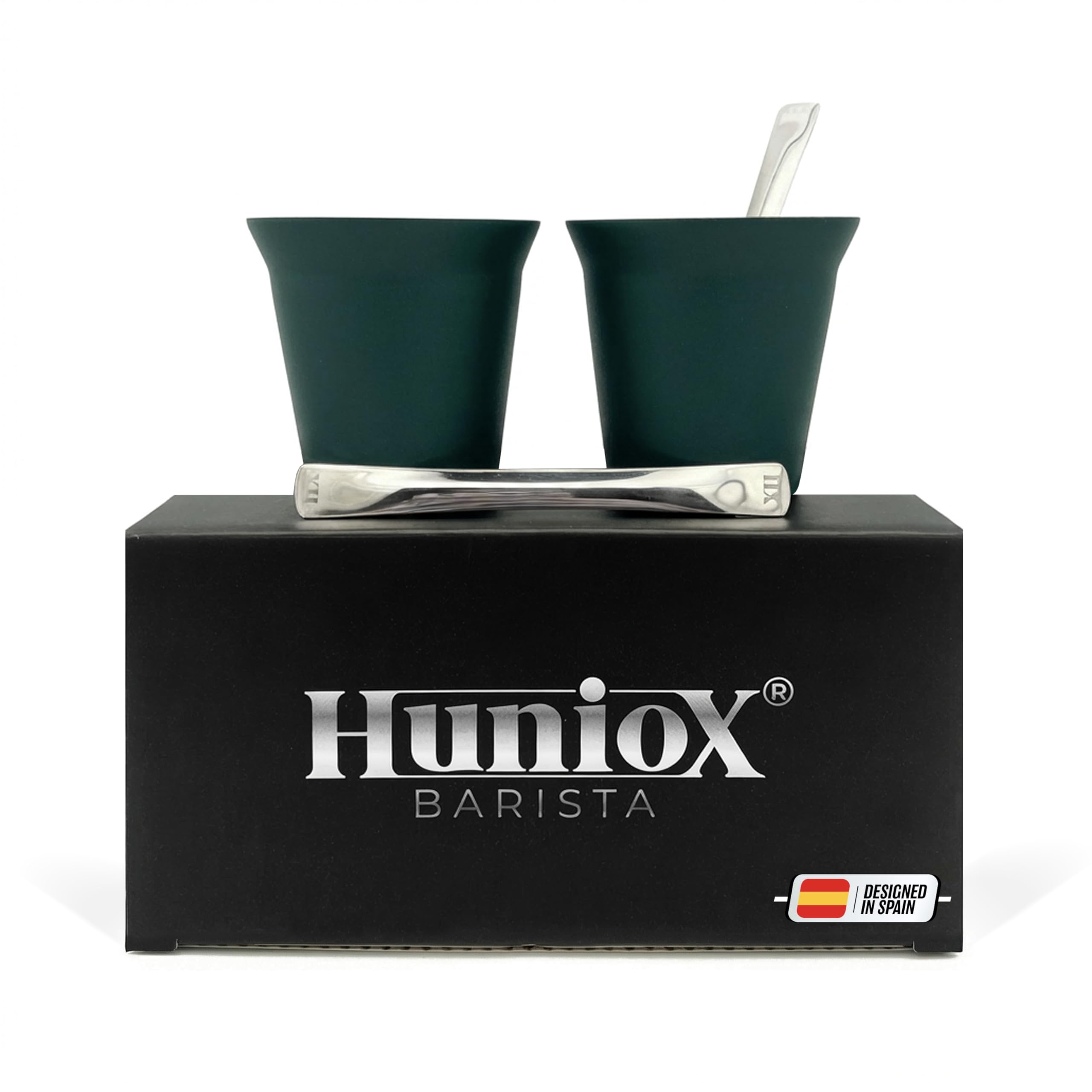 Tasses à expresso émeraude de haute qualité esthétique moderne avec cuillères