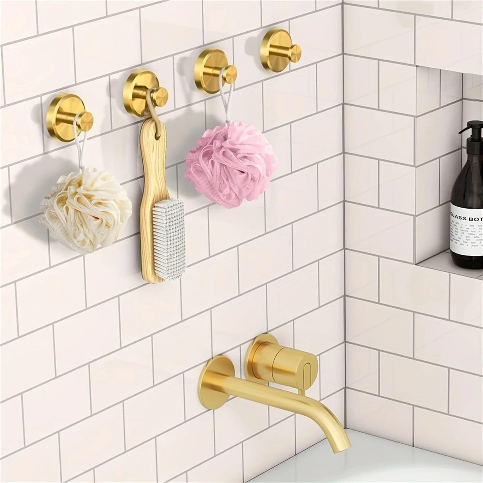 8 Stück wasserdichte Saugnapfhaken, einfache Montage for Dusche, Badezimmer, Küche und mehr, Tragkraft bis zu 7 kg, ideal for Handtücher Für Küche Bad(Gold)