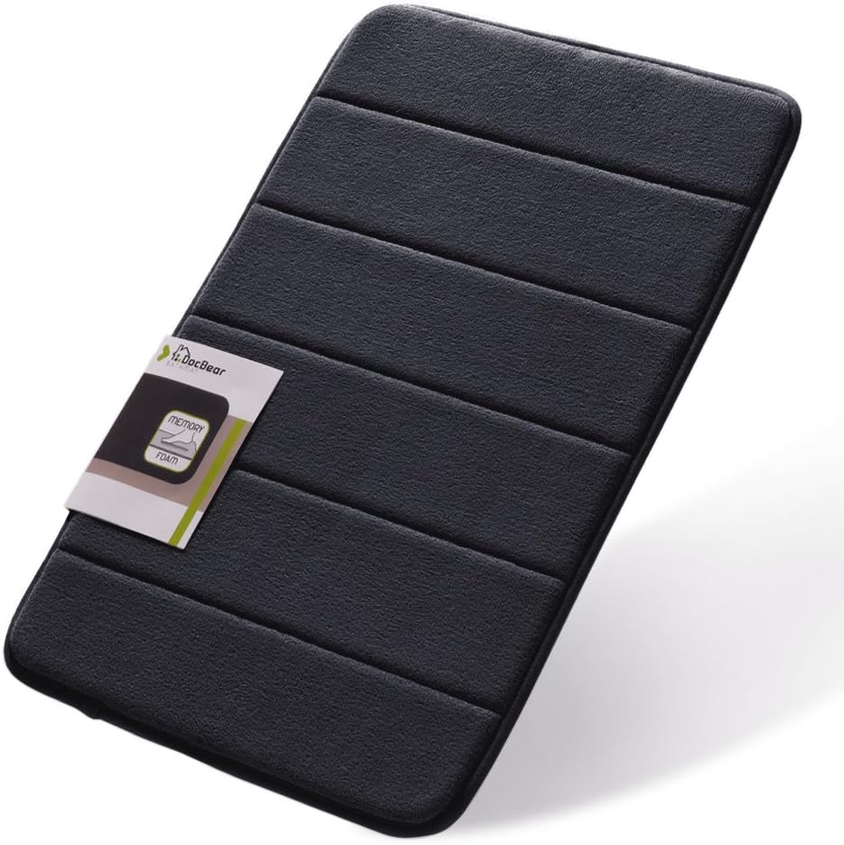 Docbear Bathroom Rug,Memory Foam Bath Mat,The Best Rugs for Bathroom,Soft Absorbent Bath Rug Non Slip Bathroom Mat,Coral Velvet Bathroom Rugs (Black)