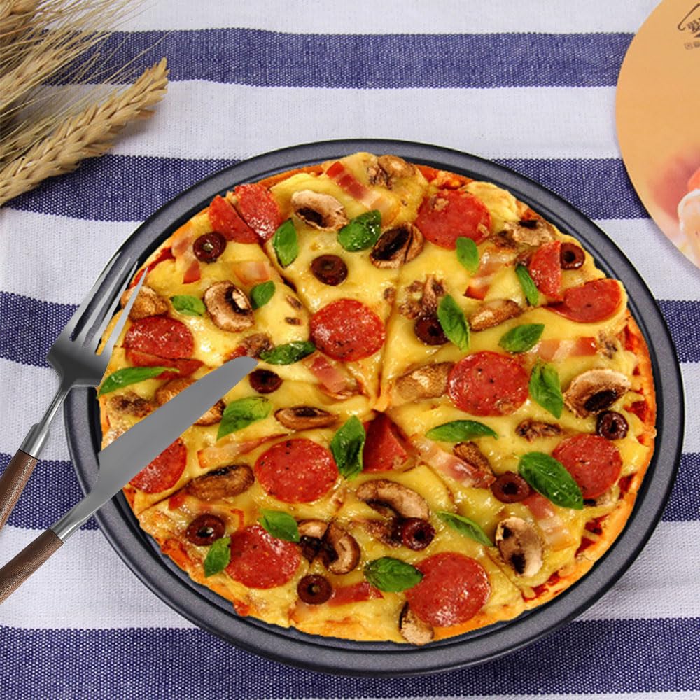Pack 4 Bandejas De Pizza De 15 Cm: Acero Al Carbono Antiadherente Para Horno | Crujiente Y Fácil De Limpiar