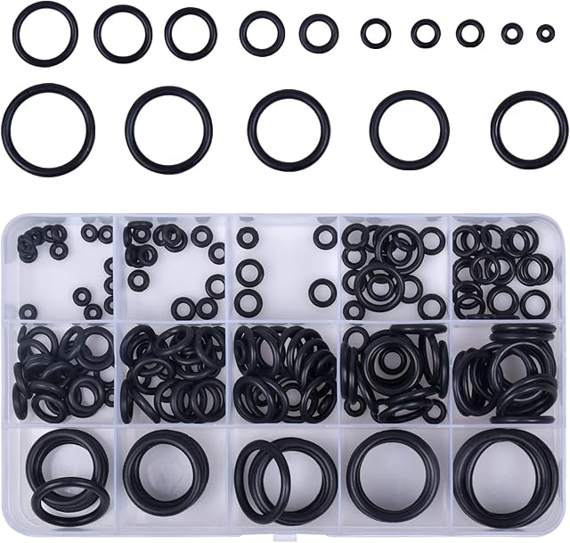Pack of 200 Rubber O-Rings Assortment Kit, 15 Sizes Electrical Gasket Rings, Insulating Plumbing Plumber Sealing O Rings Washers Set, for Plumbing Washer Seal & Auto Quick Repair