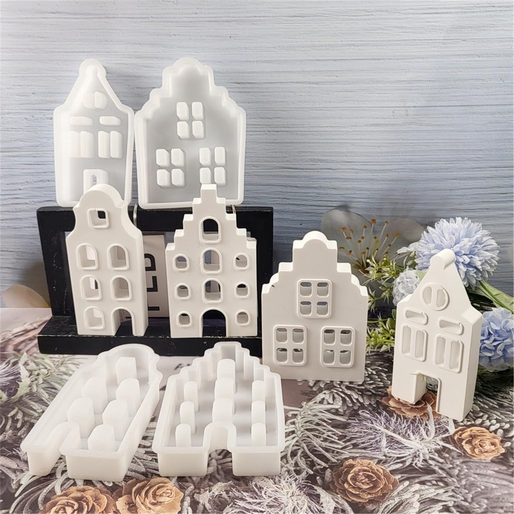 クラフトモールド ユニークなハウスシェイプ キャンドル型 シリコンソープ型 樹脂アートモールド シリコンテクスチャ オーナメント用