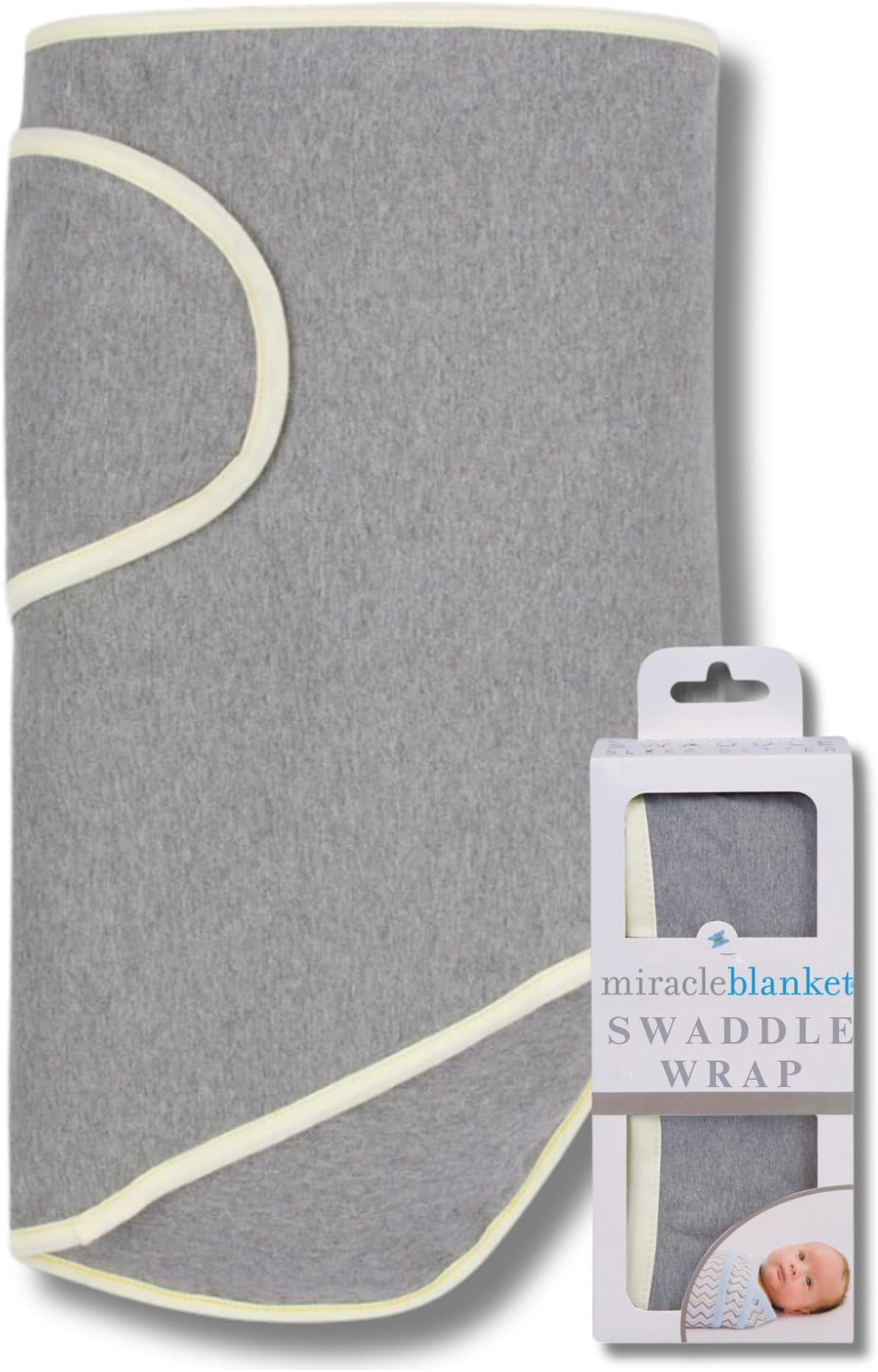 Swaddle Wrap – Help Your Newborn Sleep Longer – Soft & Secure Sleep Sack for Infants – Easy-to-Use Swaddling Blanket for a Calm Baby (Grey with Yellow Trim)