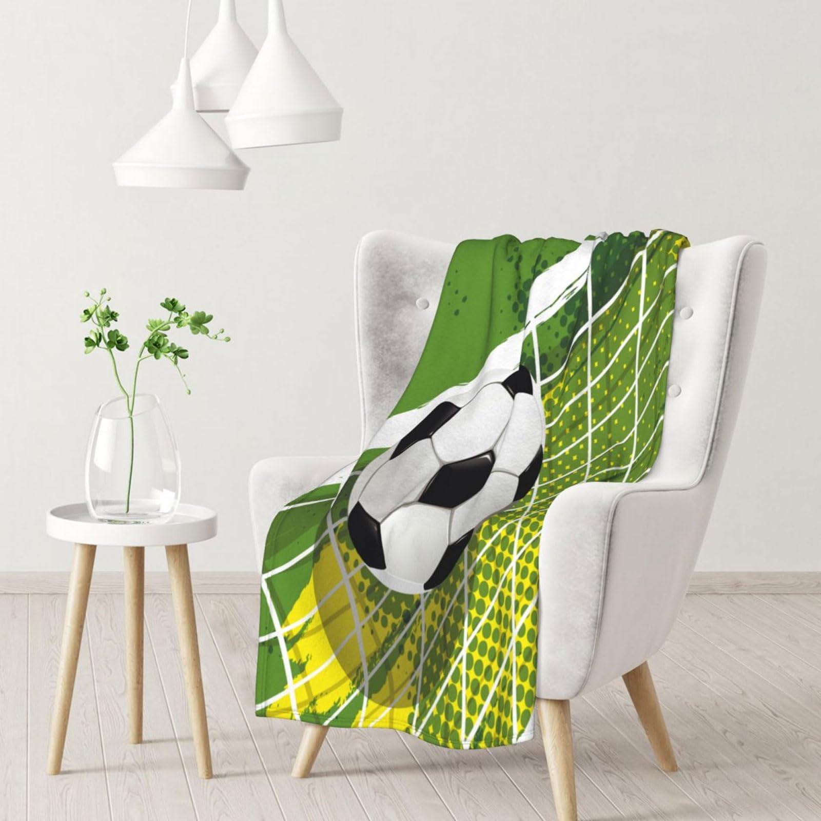 Przytulny koc dla chłopców, 150 x 200, koc do piłki nożnej dla dzieci, do uprawiania sportu, ciepły koc na sofę, koc flanelowy do łóżeczek dziecięcych (C, 150 x 200 cm)