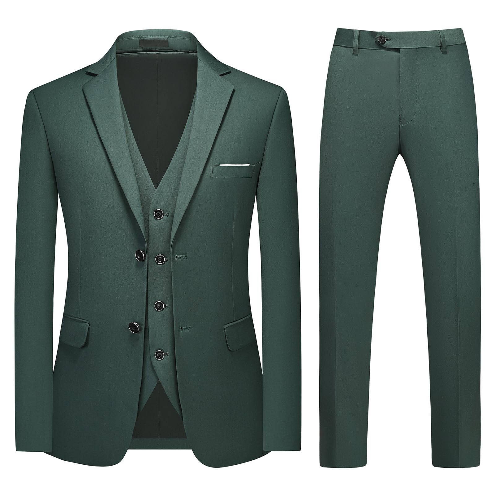 MODFUL Costume 3 pièces pour homme, coupe ajustée, deux boutons, smoking, blazer, gilet, pantalon, ensemble de mariage