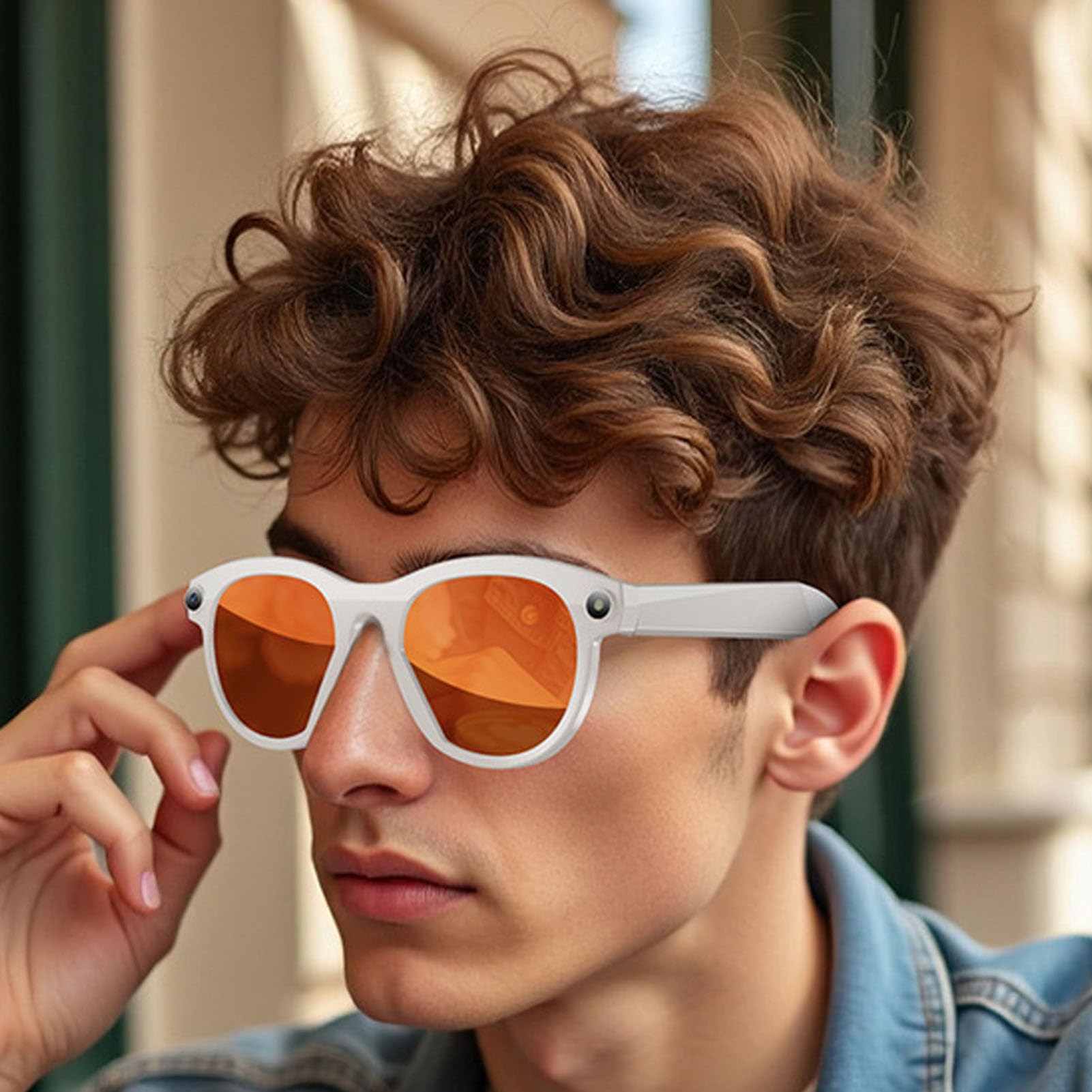 Jectse Lunettes Intelligentes AI, Caméra 8MP, Lunettes de Soleil D'enregistrement Vidéo 1080P avec Traduction en Temps Réel, Prise en Charge ChatGPT, Double Microphone, pour Les